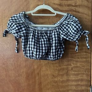 Gingham black and white crop top, size 2, worn once
